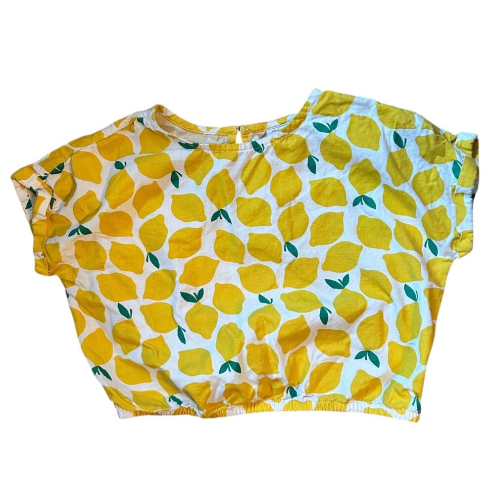 Hanna Andersson Lemon Print 100% Oeko Tex Linen Boxy Top 12